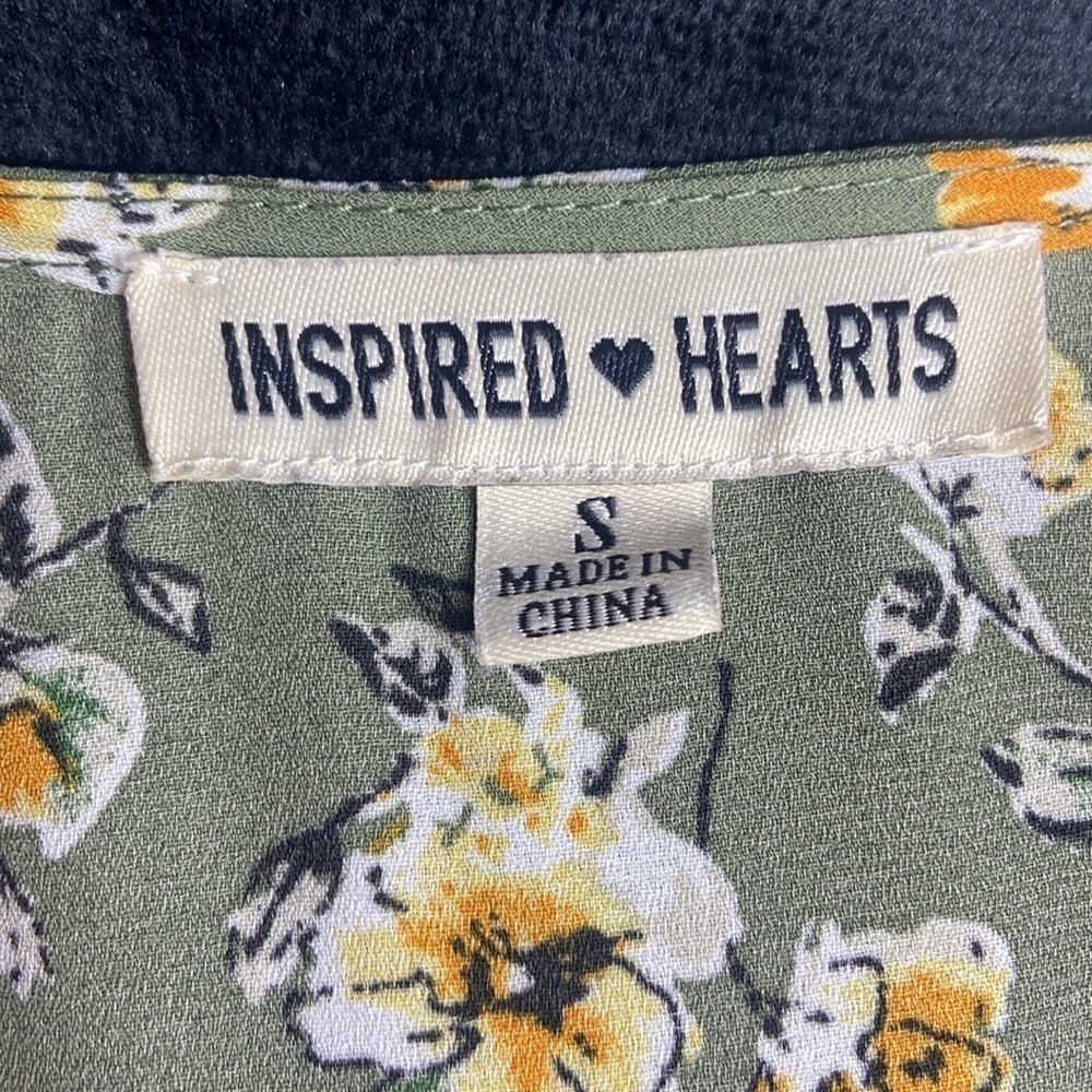 Inspired Hearts Long Sleeve Green Floral with Ruffles and Wrap Front - Picture 9 of 9